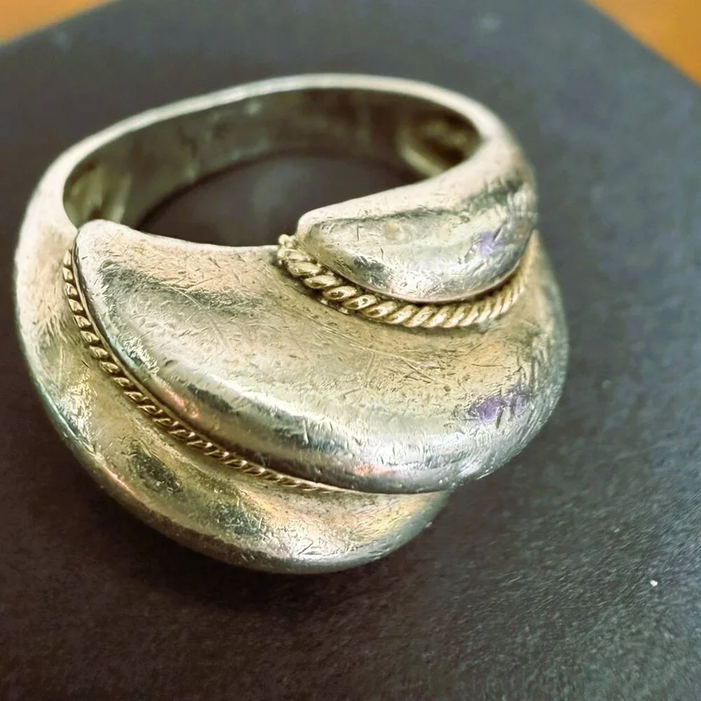 Vintage Tiffany & Co. Shrimp Dome Ring 925 and 14K size 4.5